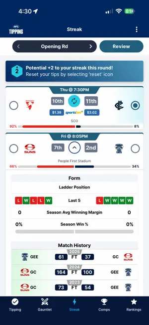 Official AFL Tipping screenshot 2