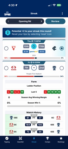 Official AFL Tipping screenshot