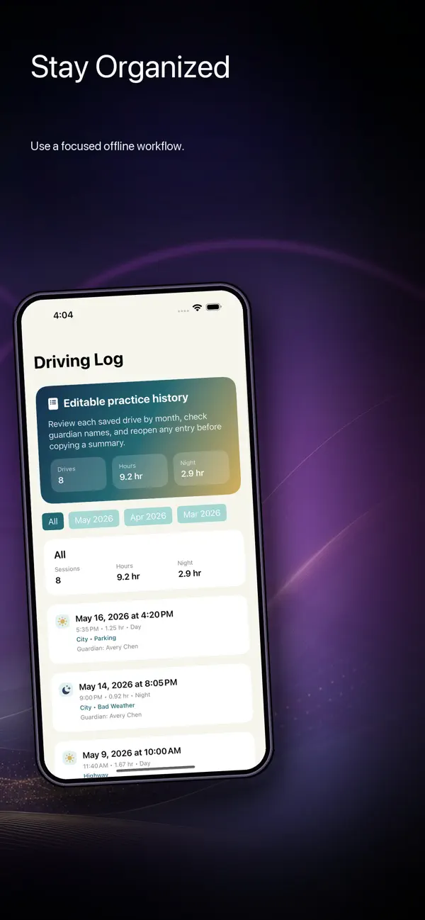 Screenshot #3 pour Permit Driving Log