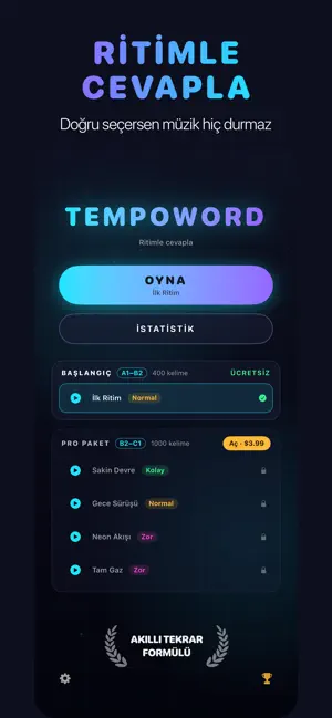 TempoWord: İngilizce Kelime screenshot 1