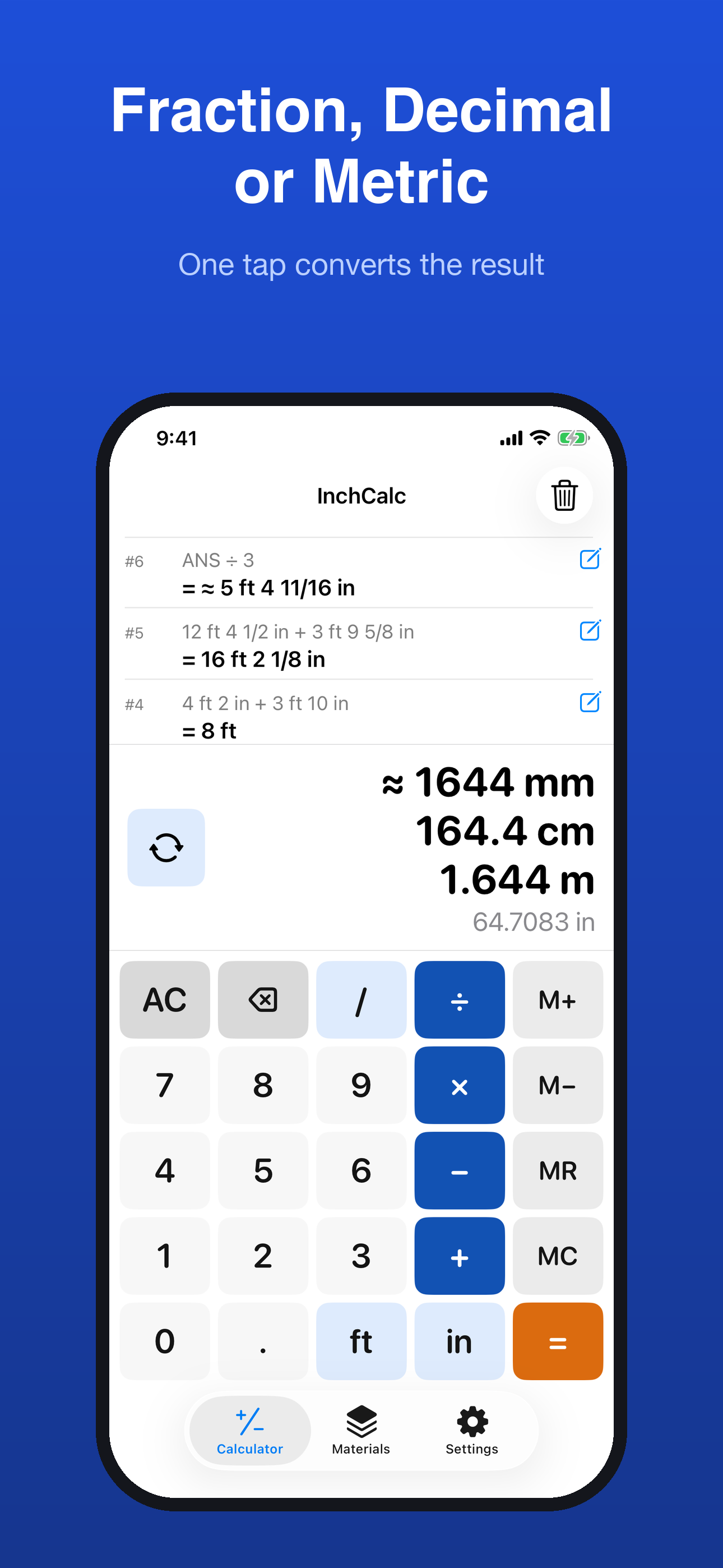 InchCalc: Feet Inch Calculator screenshot 3