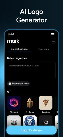 Screenshot von Mark – KI Logo Generator auf dem iPhone 6