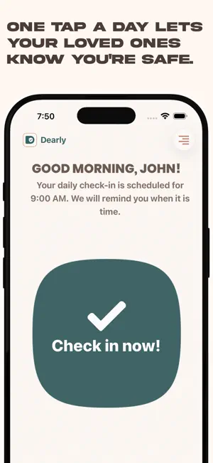 Dearly: Senior Safety Check-in screenshot 3