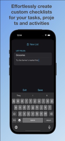 Reusable Lists screenshot
