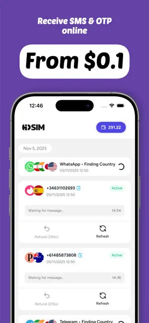 HidSim - Receive SMS Online screenshot 1