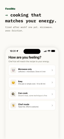 foodNu — fridge to recipe iPhone screenshot