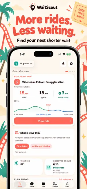 WaitScout: Disney Wait Times screenshot 1