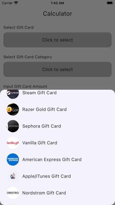 Gift card on Tbay Screenshot