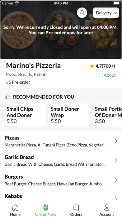 Marinos Pizzeria Screenshot