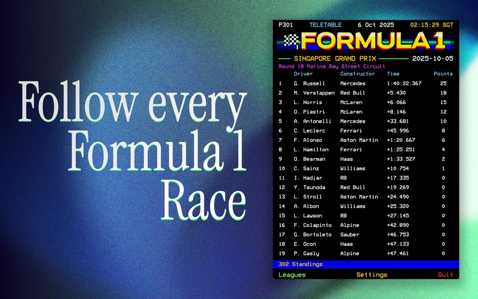 #4. Teletable - Football Teletext (macOS) By: Ruban S K
