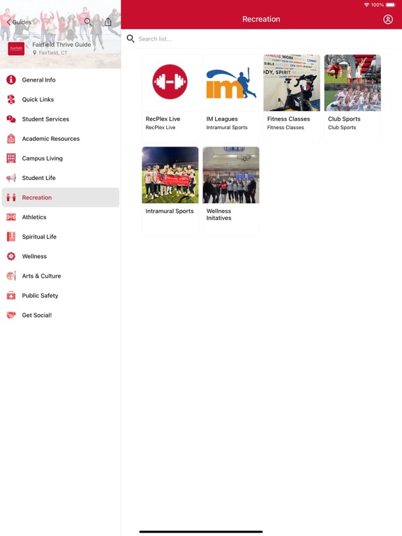 Fairfield University Guides app screenshot 2
