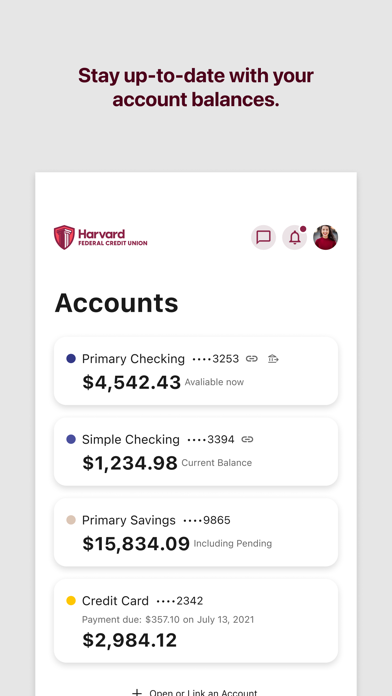 Harvard FCU Digital Banking Screenshot
