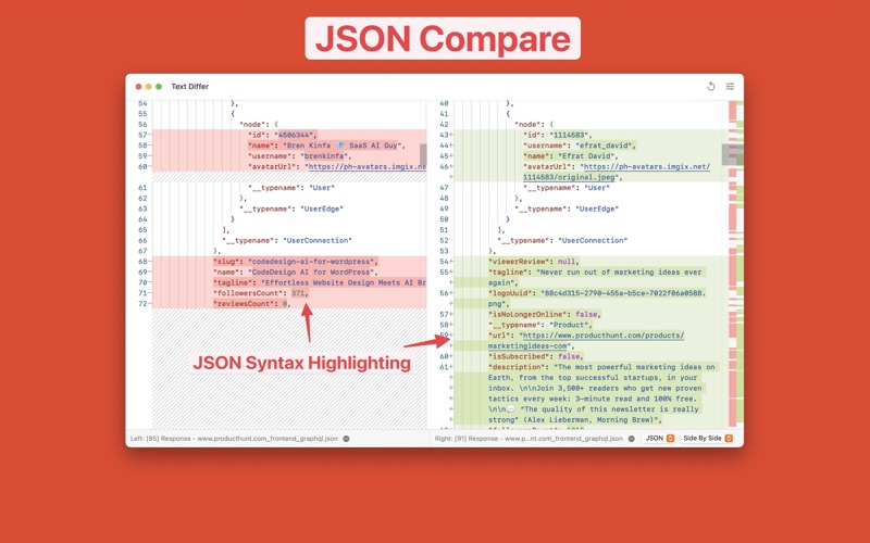 json compare iphone screenshot 2