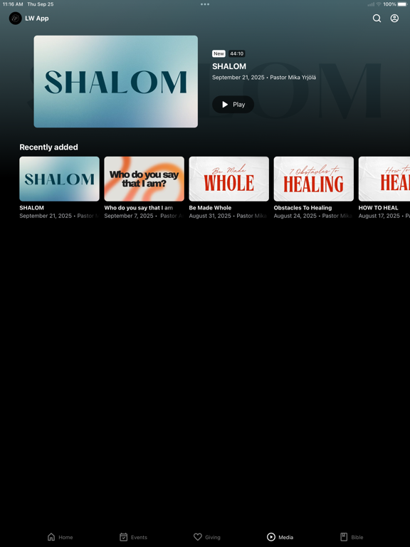 Living Word Church App iPad screenshot 3 - Lifestyle app