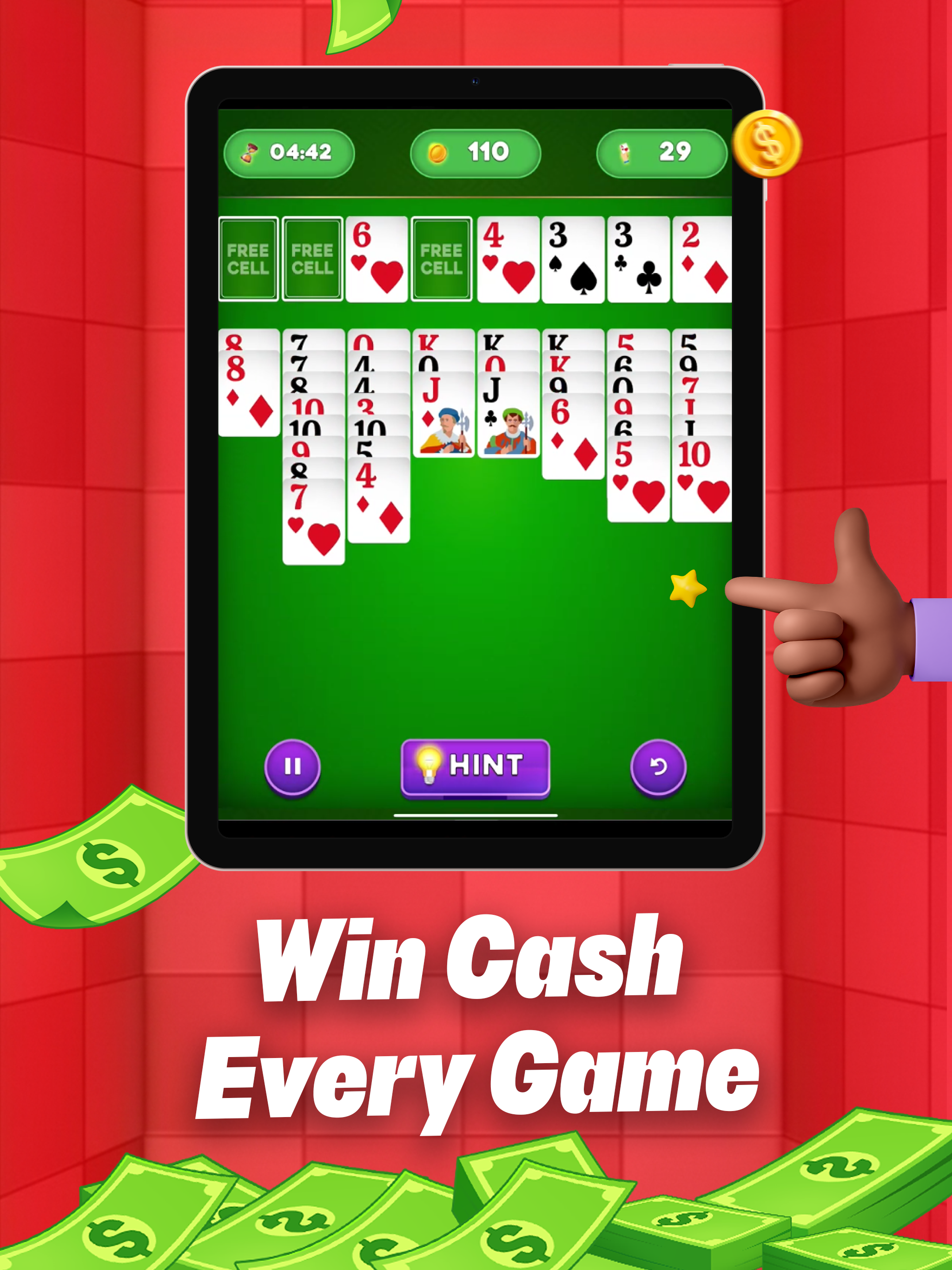 Freecell solitaire: Cash App