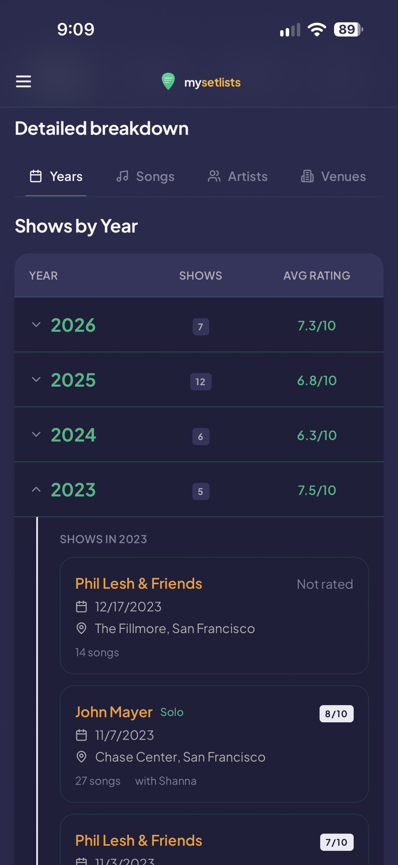 Screenshot 6 of MySetlists: Concert Tracker