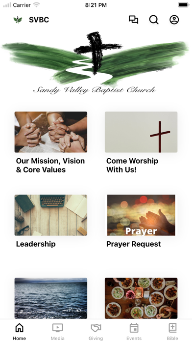 Sandy Valley Baptist Church app screenshot