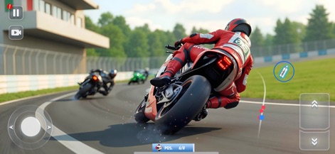 GT Bike Racing Motorcycle Game - Die App beeindruckt mit ihrer realistischen Grafik, die den Fahrer in extremer Schräglage und mit faszinierender Funkenbildung beim Durchfahren der Kurve zeigt.