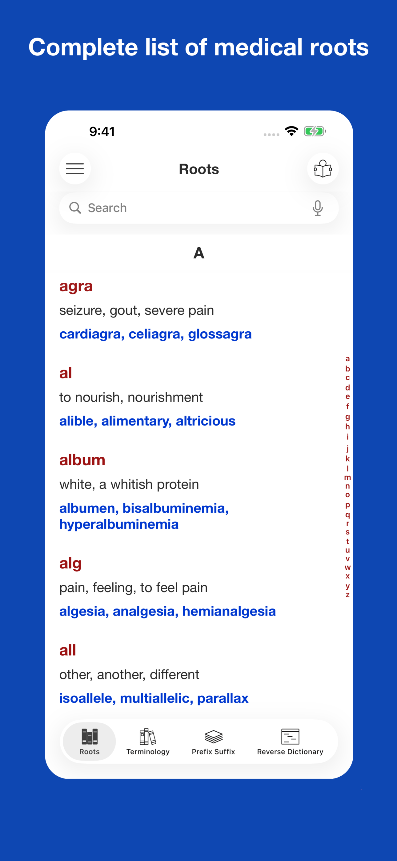 Medical Roots Dictionary
