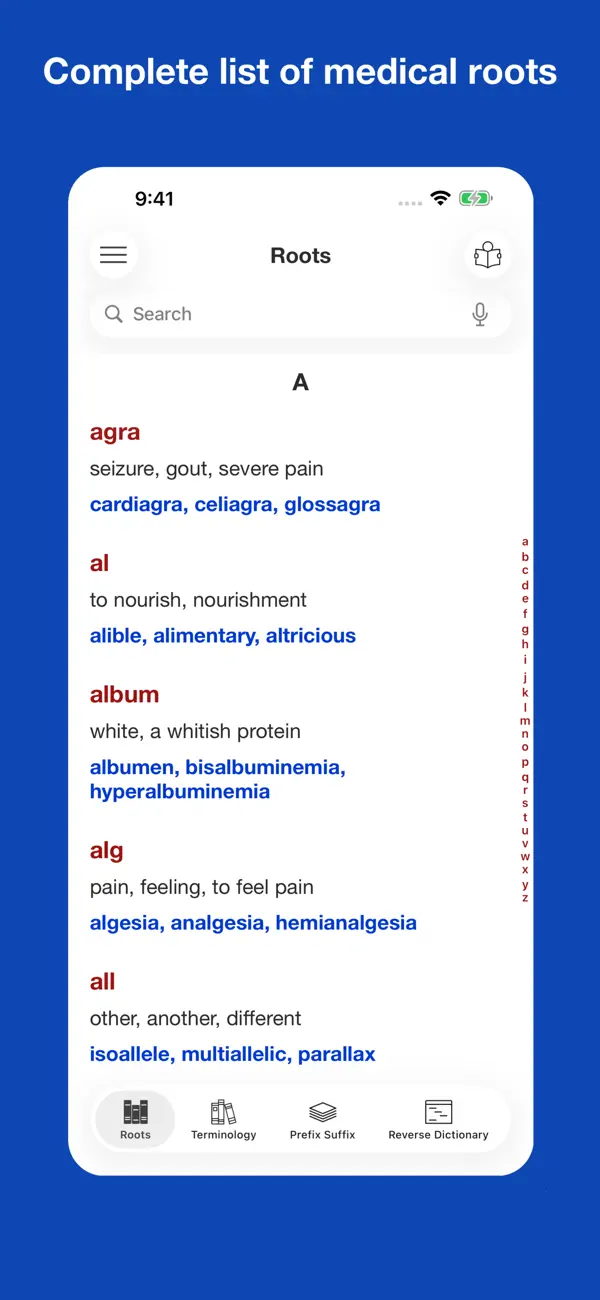 Screenshot #1 pour Medical Roots Dictionary