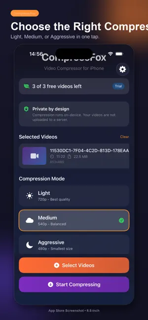 CompressFox: Video Compressor screenshot 1