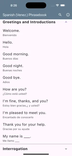 Spanish (Venezuela) Phrasebook screenshot 2