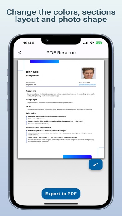 Resume Builder CV App Screenshot