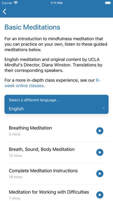 UCLA Mindful Screenshot