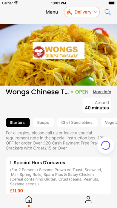 Wongs Chinese Takeaway Screenshot