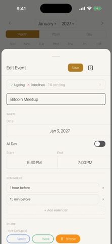 PearCal: P2P Calendar screenshot