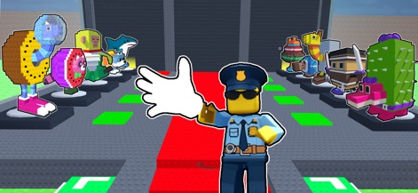 Prison Blox: Obby 3D Parkour - Discover a wide array of blocky character designs and the visually striking red carpet pathways guiding users through the levels.