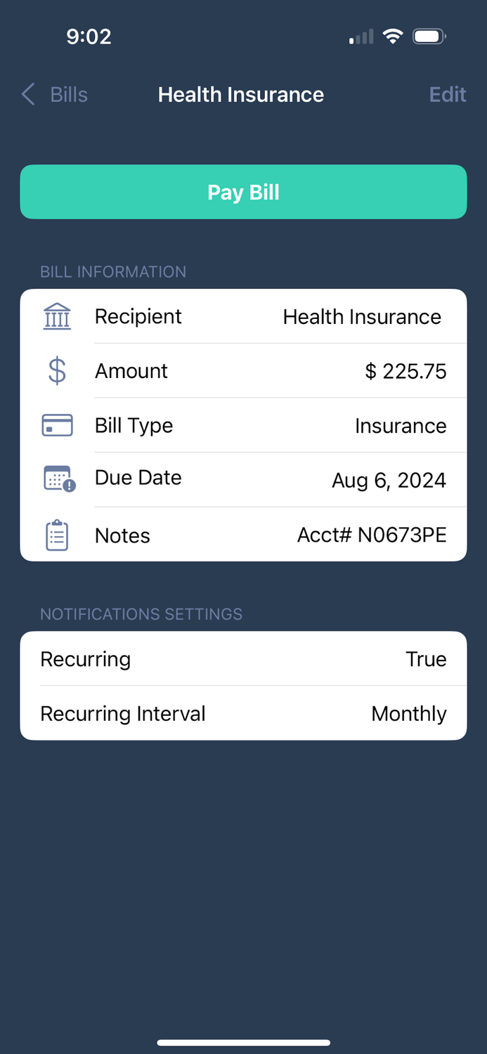 Never Forget Bill Management