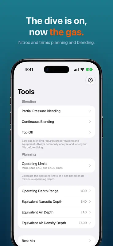 Gas Manager: Nitrox & Trimix screenshot 1 of 6