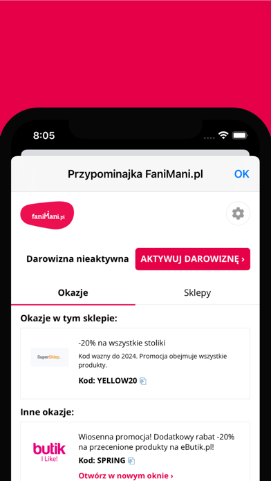 Przypominajka FaniMani.pl Screenshot