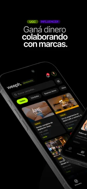 Colaborá con marcas - Weeph iPhone screenshot 1