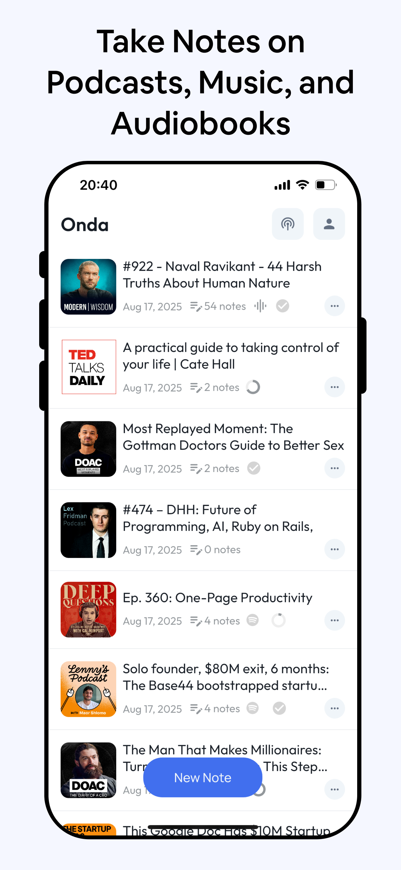 Onda AI Podcast Note Taker