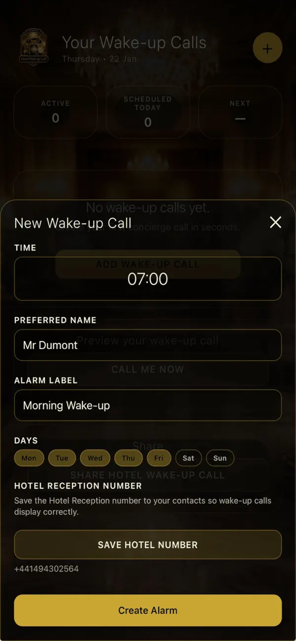 Screenshot #2 pour Hotel Wake-up Call