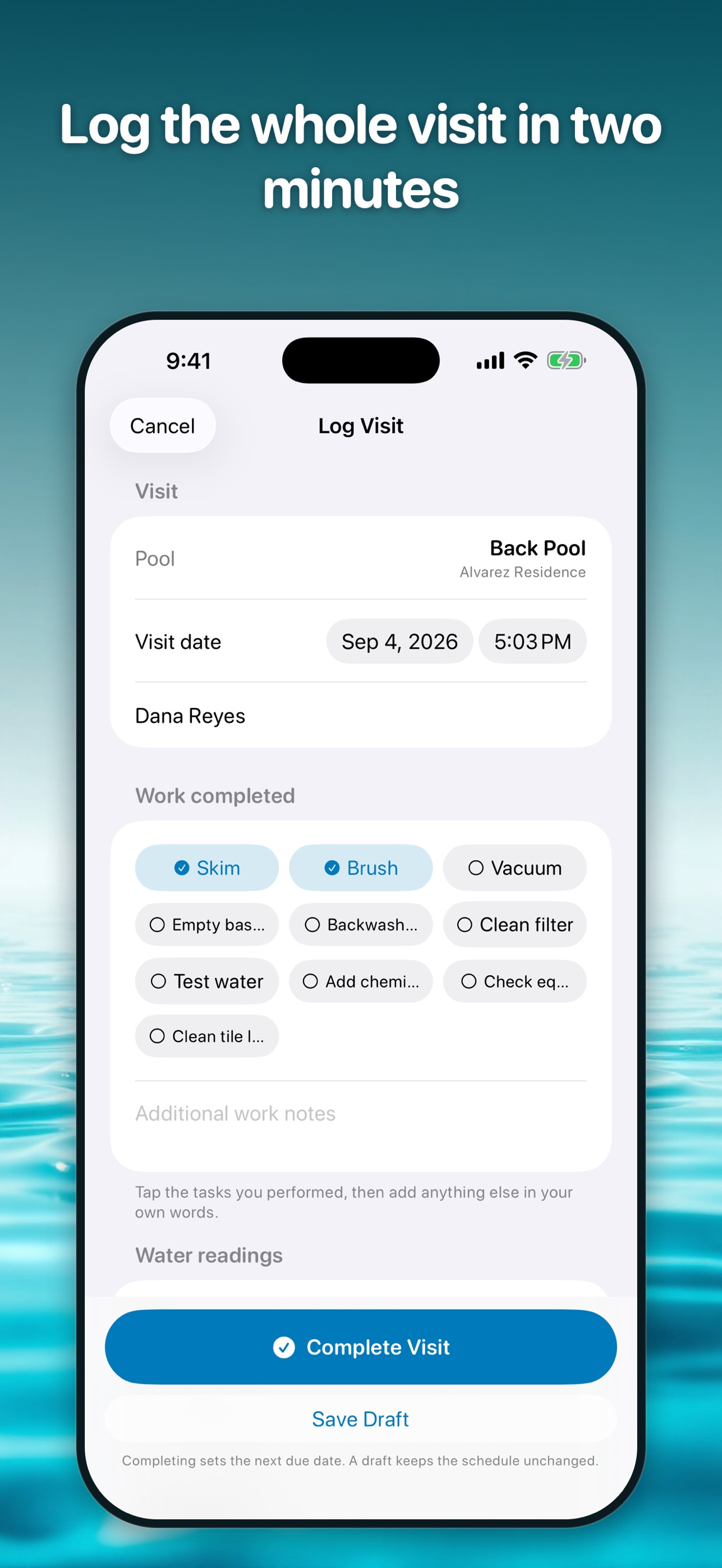 Screenshot 2 of Pool Service Logbook Pro