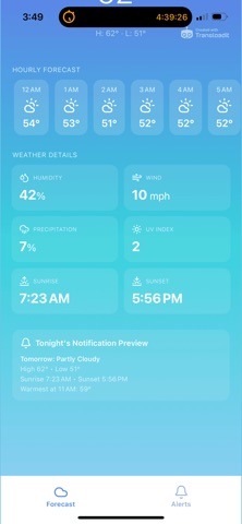 Tomorrow's Weather Alert screenshot