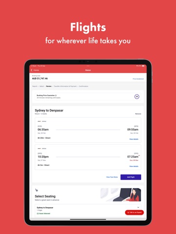 Webjet iPad screenshot