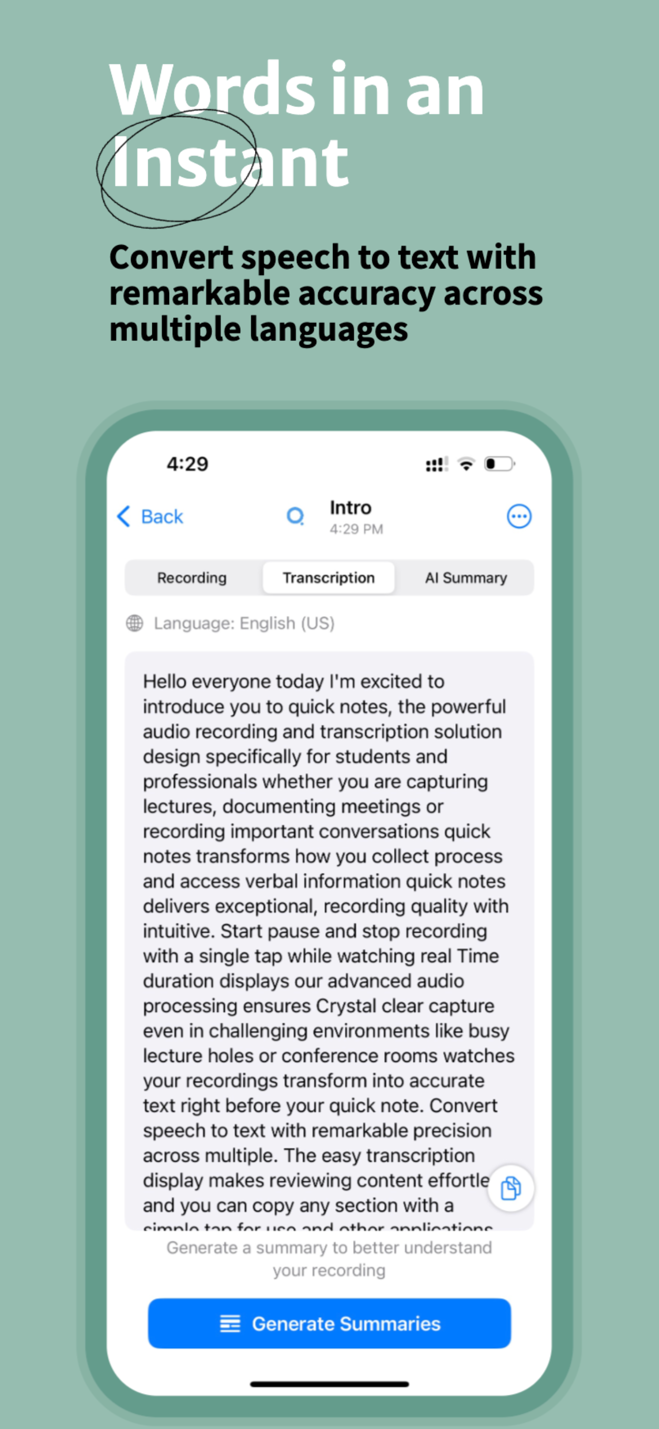 QuickNotes AI: Voice Summary screenshot 4