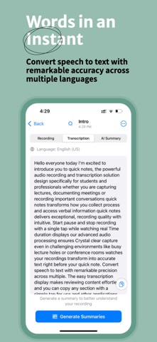 QuickNotes AI: Voice Summary Screenshot 4 of 8