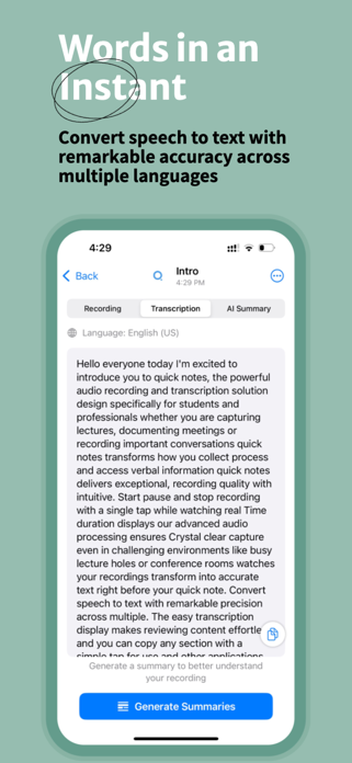 QuickNotes AI: Voice Summary Screenshot 4 of 8