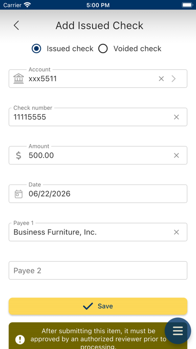 Nevada State Bank Positive Pay iPhone screenshot