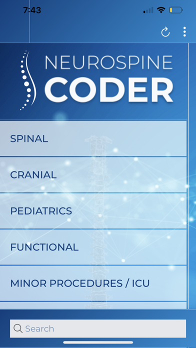 NeuroSpine Coder iPhone screenshot 1 - Medical app