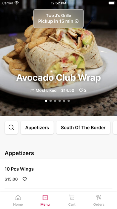 Two J's Grille iPhone screenshot 2 - Food & Drink app