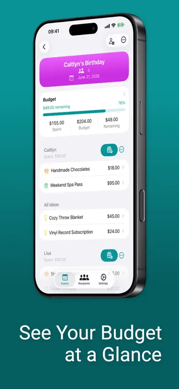 Gift List: Budget Tracker screenshot 2 of 5