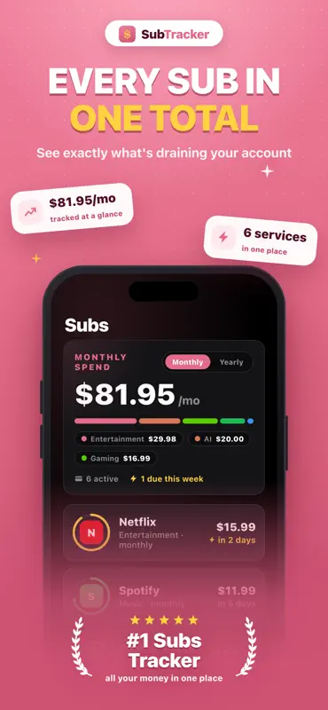 SubTracker: Track your bills screenshot 1 of 6