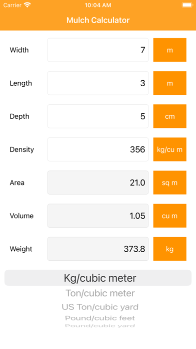Mulch Calculator iPhone screenshot 4 - Utilities app