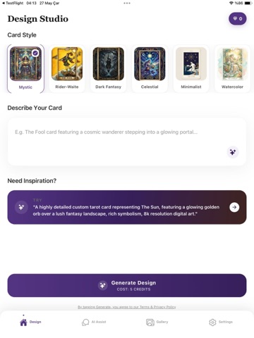 AI Tarot & Oracle Deck Builder iPad screenshot